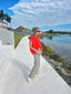 Oversized debardeur - Fleur Orange